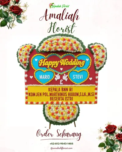 Karangan Papan Bunga Pernikahan di Sanding